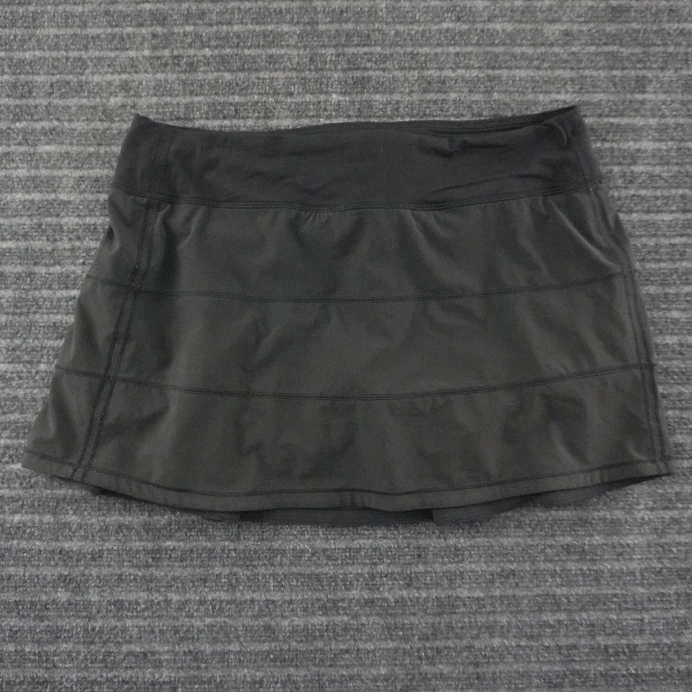 Lululemon Pace Setter Skirt Women Size 12 Black Pleated Back Athletic Running